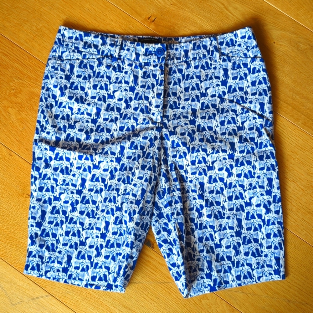 Talbots Blue/White Elephant Print Shorts